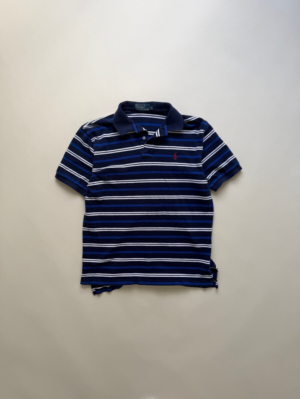 Vintage 90's Polo Ralph Lauren Navy White Blue Striped Polo shirt